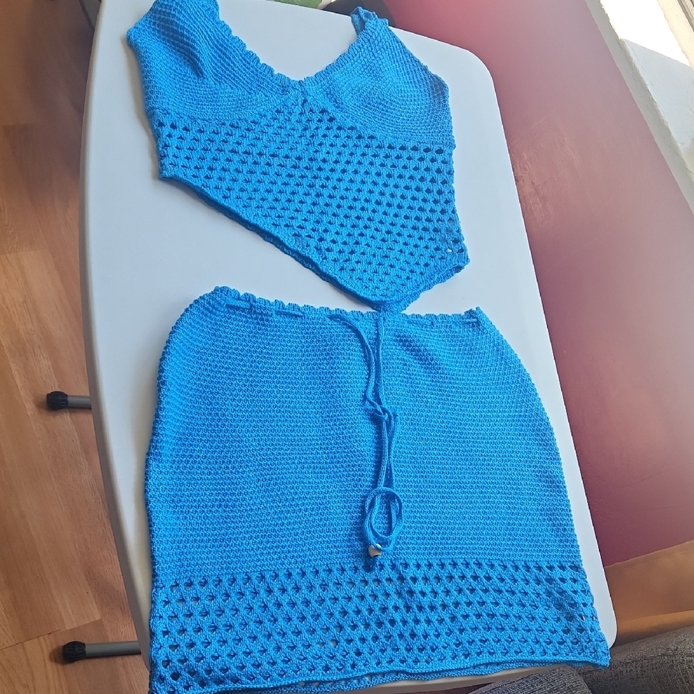 Blue Crochet Bikini Set